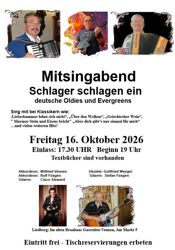 Offizielles Plakat zum Mitsingabend am 16. Oktober 2026